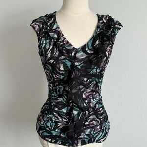 Classiques Entier Womens Silk V Neck Babydoll Top L Fitted Editorial Office‎ Y2K
